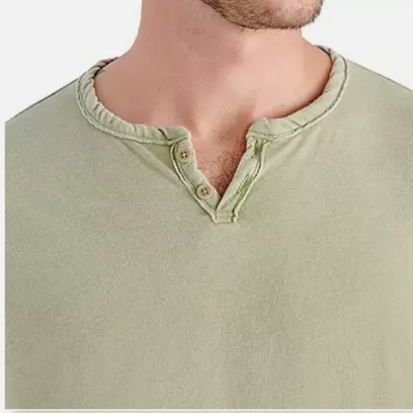 NWT Lucky Brand Men's Long Sleeve Triblend Notch Neck Henley with button closur - Picture 7 of 15